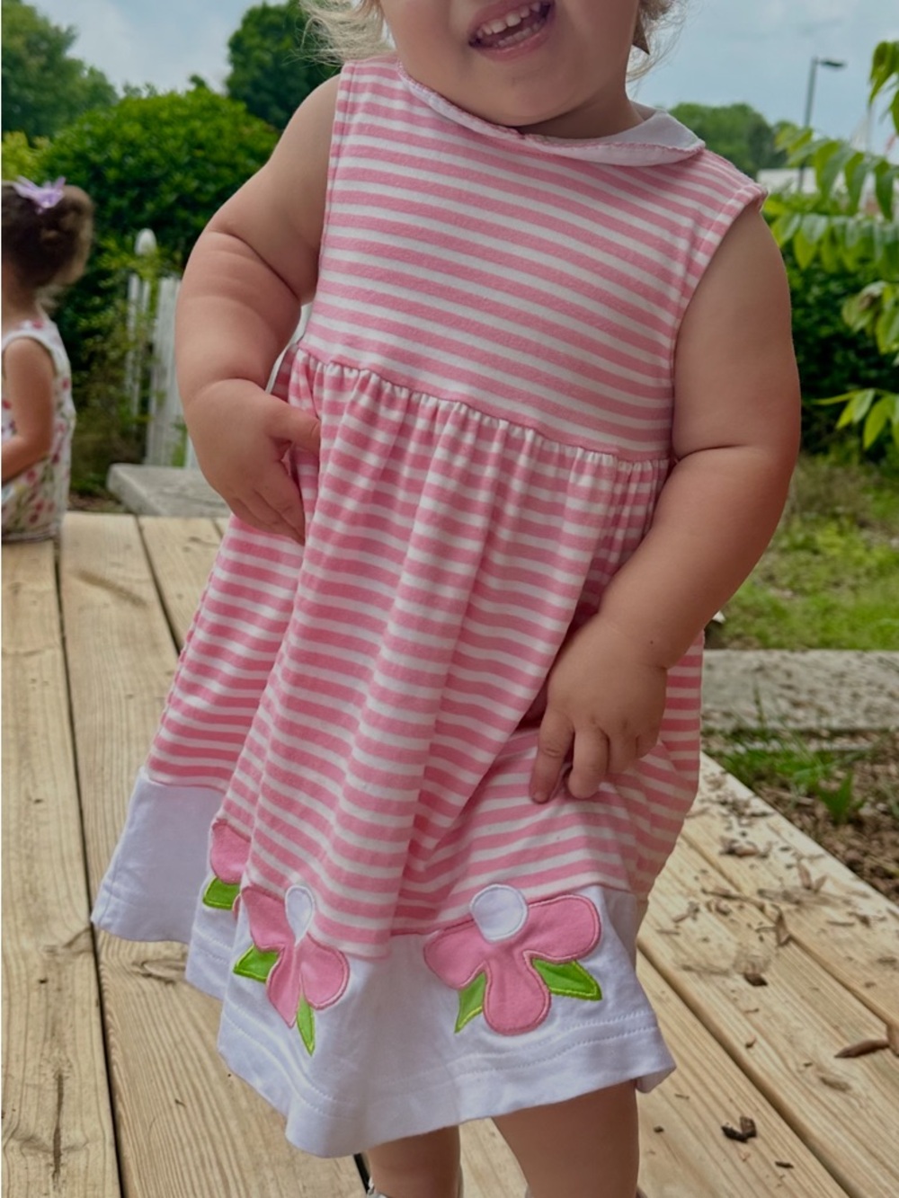 Florence Eiseman Pink and White Striped Dress 2T